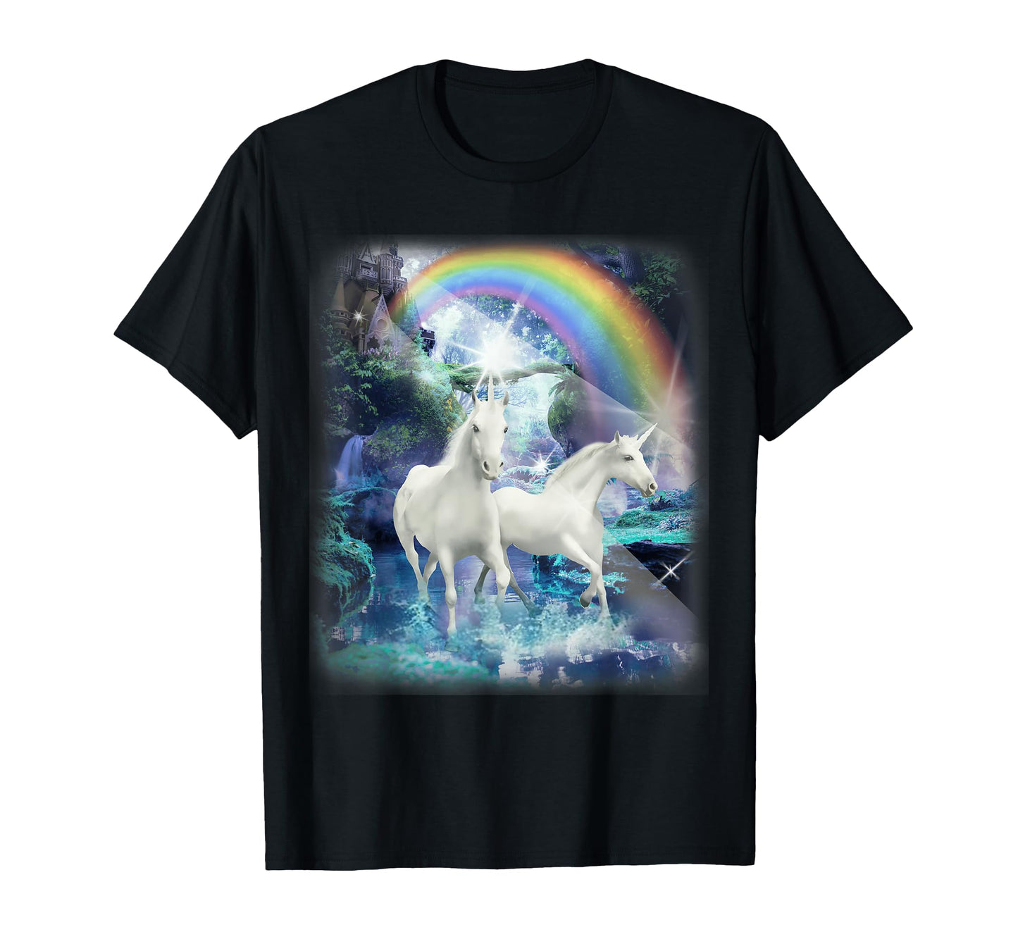 Adult Mesmerizing Unicorn Castle Forest T-Shirt