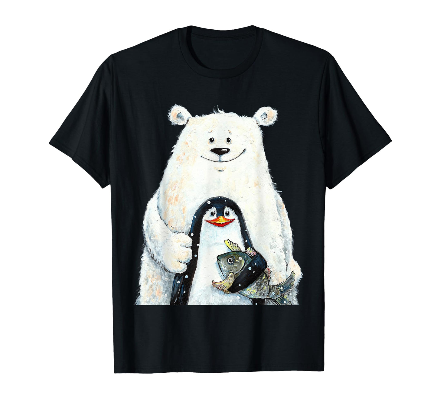 cute Polar bear and penguin bird fish lovers animal friends T-Shirt