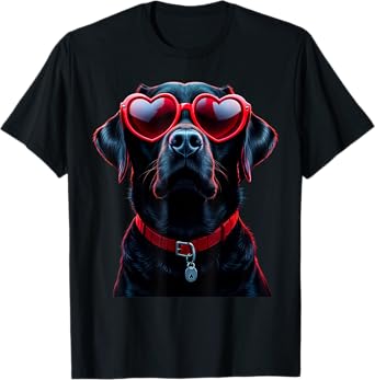 Funny Labrador Retriever Heart Glasses Dog Valentine’s Day T-Shirt