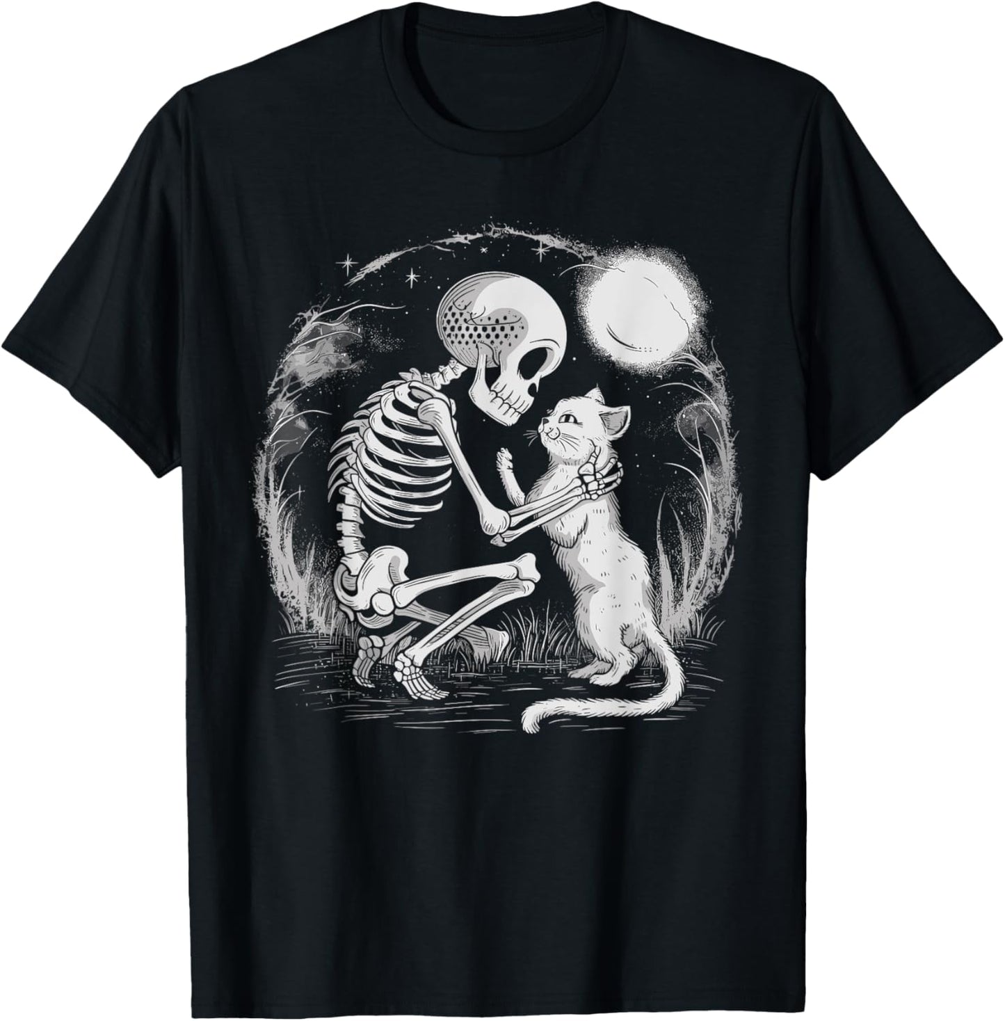 Skeleton Cat Skull Kitty Cute Goth Halloween Costume T-Shirt