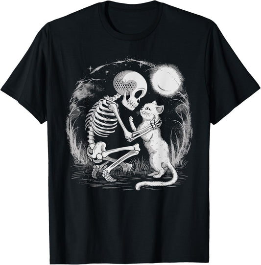 Skeleton Cat Skull Kitty Cute Goth Halloween Costume T-Shirt