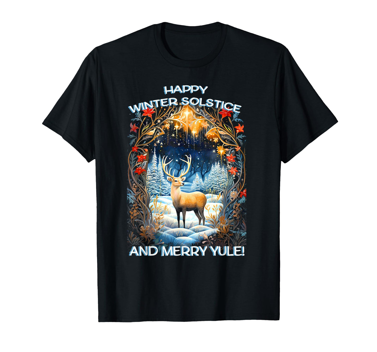 Merry Solstice Happy Yule Christmas Bird Nordic Xmas Graphic T-Shirt