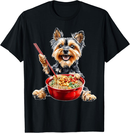 Yorkshire Terrier Yorkie Dog Japanese Ramen Noodles T-Shirt
