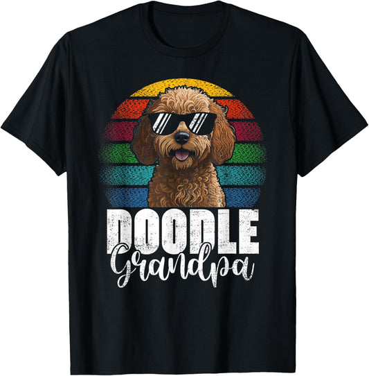 Retro Doodle Grandpa Goldendoodle Dog Lover Fathers Day Men T-Shirt