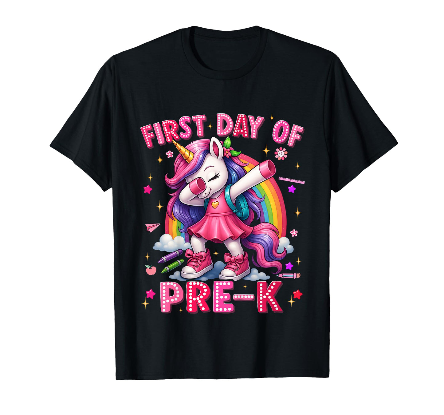 First Day Of Prek Pre K Unicorn Back To School Girls Outfits T-Shirt