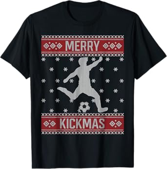 Christmas Soccer Merry Kickmas Ball Sport Player Xmas T-Shirt