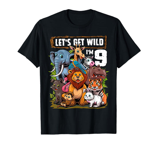 9 Year Old Zoo Birthday Safari Jungle Animals 9th Birthday T-Shirt