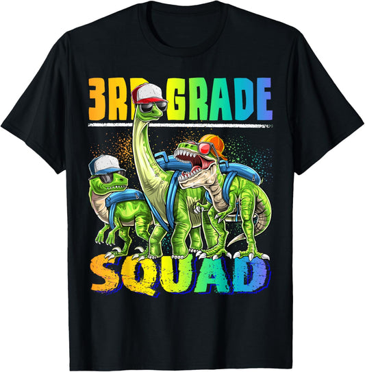 3rd Grade Squad T Rex Dinosaur Back to School Backpack Boys T-Shirt
