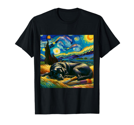 Black Labrador Starry Night Shirt Vincent Van Gogh Lab Mom T-Shirt
