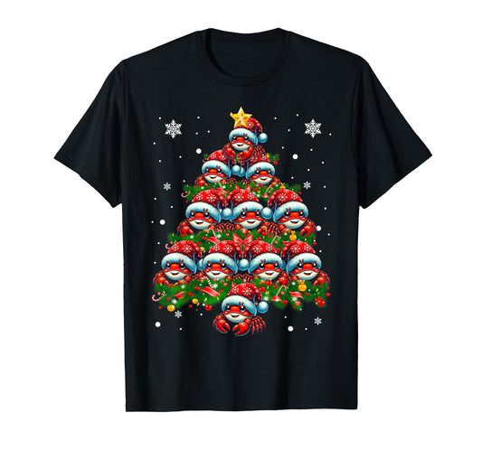Crab Lighting Xmas Holiday Santa Crab Christmas Tree T-Shirt