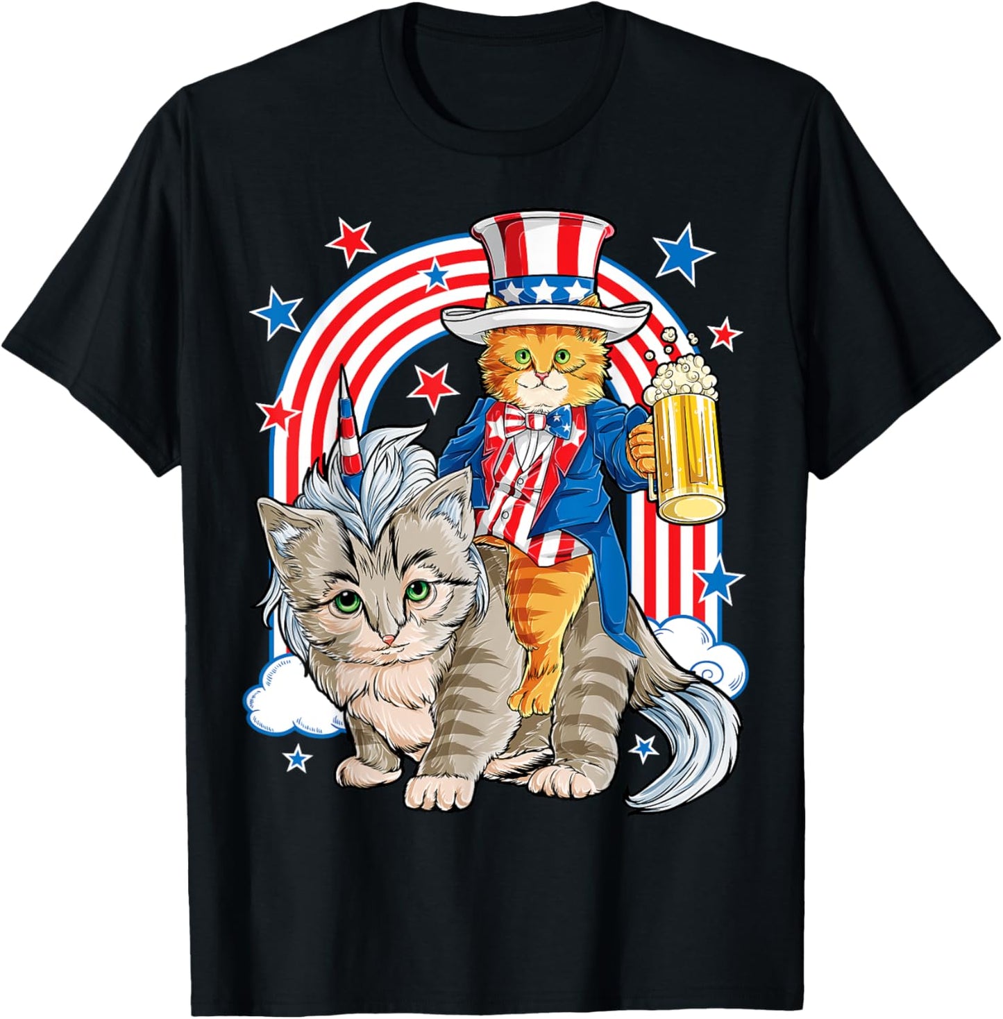Cat 4th of July T shirt Caticorn Unicorn Meowica Women Men T-Shirt
