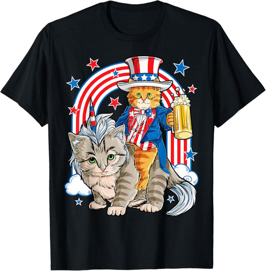 Cat 4th of July T shirt Caticorn Unicorn Meowica Women Men T-Shirt