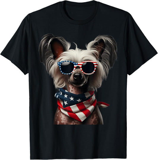 Chinese Crested Dog 4th Of July American Independence Day T-Shirt