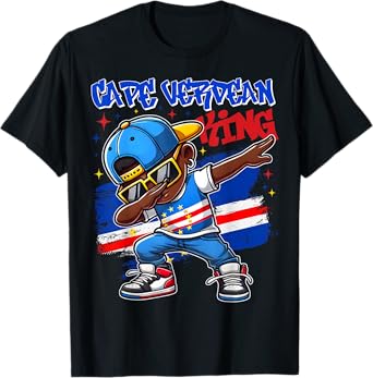 Cape Verdean King dabbing Cape Verde Flag Pride for Kids T-Shirt
