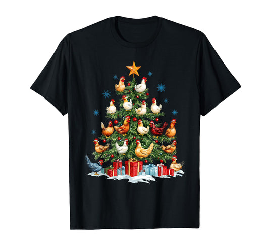 Clucking Chickens Festive Fowl Christmas Tree Ornaments T-Shirt