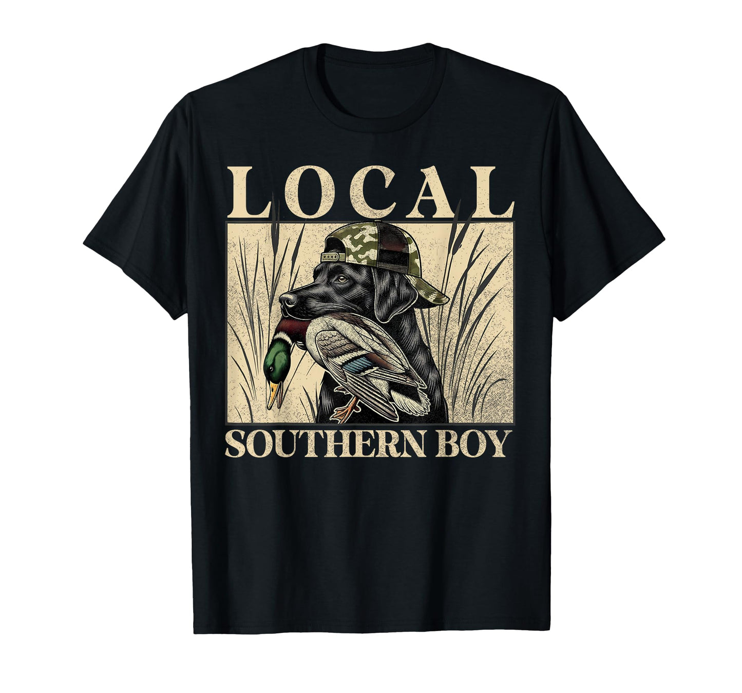 Local Southern Boy Duck Hunting Black Lab Outdoor Vintage T-Shirt
