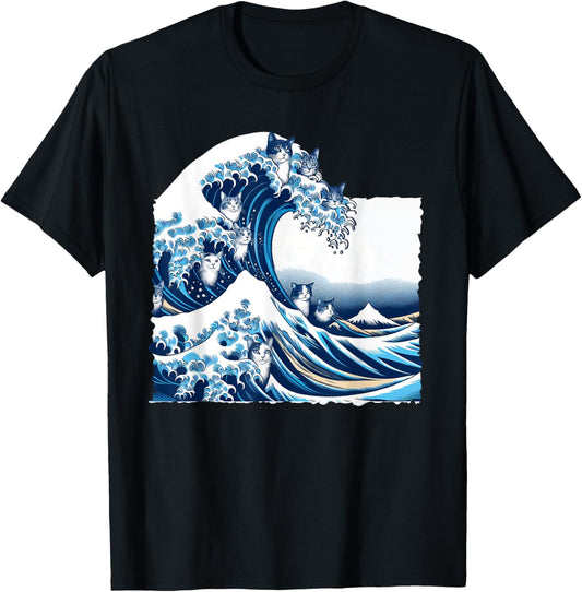 Blue Cats Wave For Kamala Funny Cat Owners Kamala Harris T-Shirt
