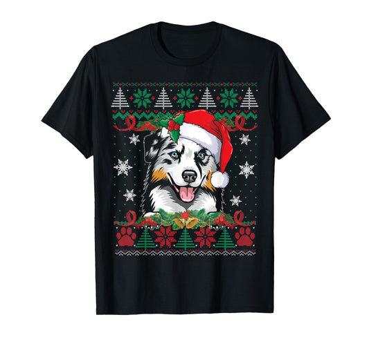 Australian Shepherd Christmas Ugly Sweater Funny Dog Lover T-Shirt