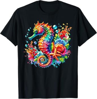 Dreamy Seahorse Spirit s Tropical Pastel Design T-Shirt