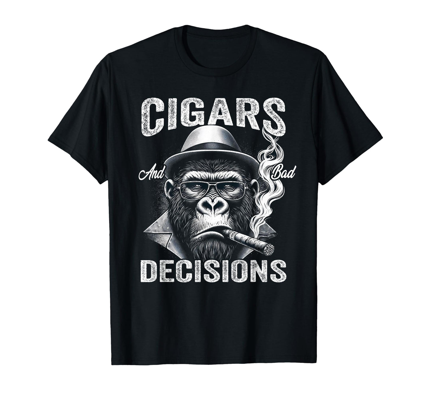 Funny Monkey Cigars And Bad Decisions Mens Women T-Shirt