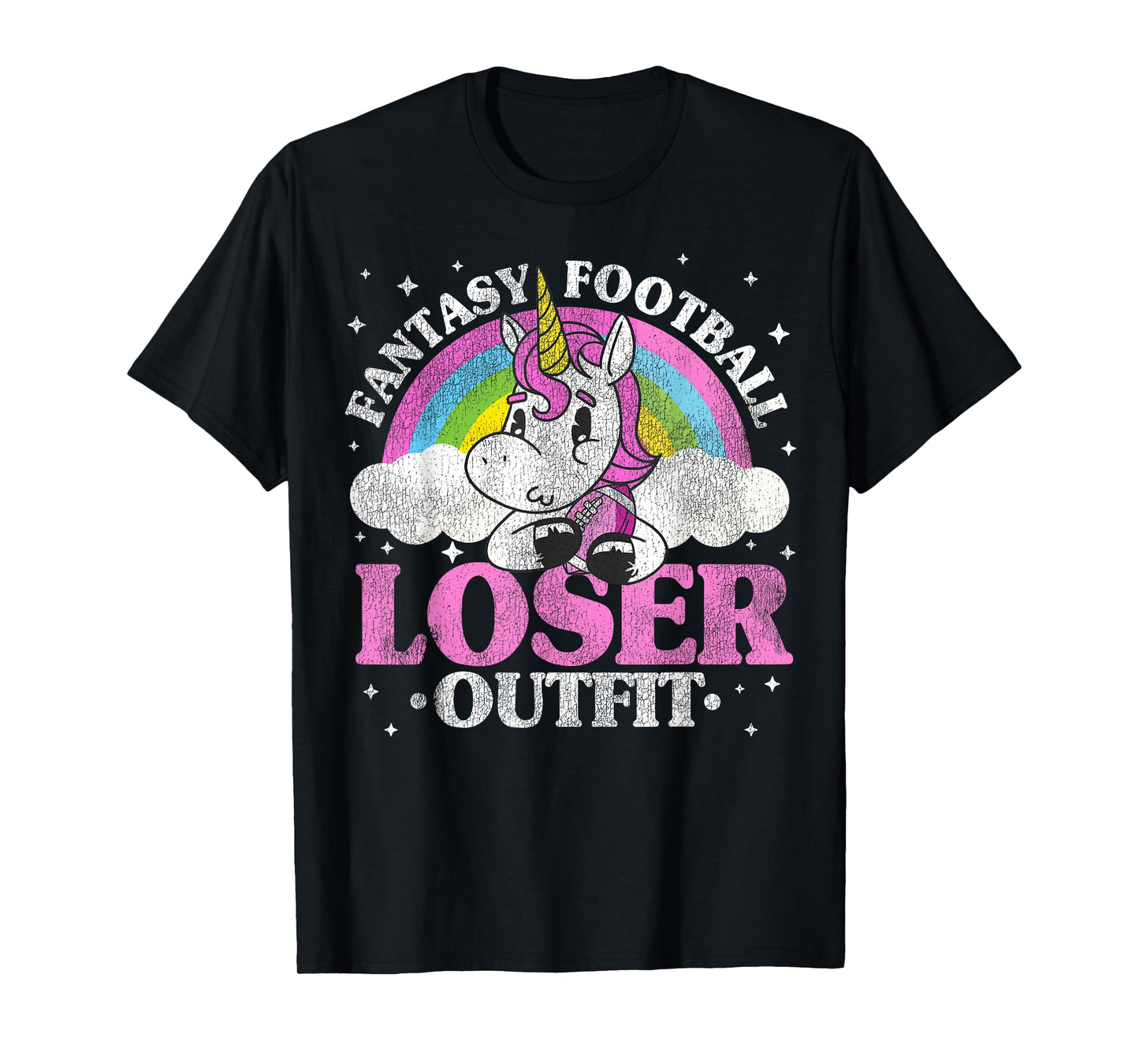 Fantasy Football Loser Outfit Retro Funny Unicorn Loser Gift T-Shirt