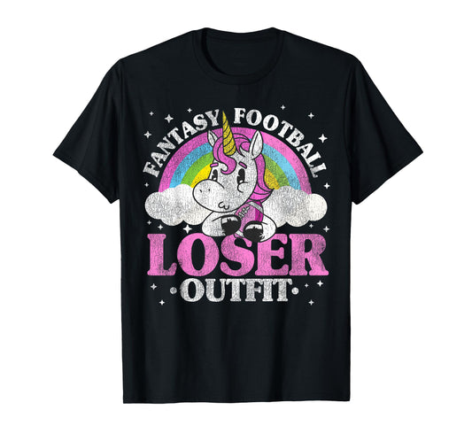 Fantasy Football Loser Outfit Retro Funny Unicorn Loser Gift T-Shirt