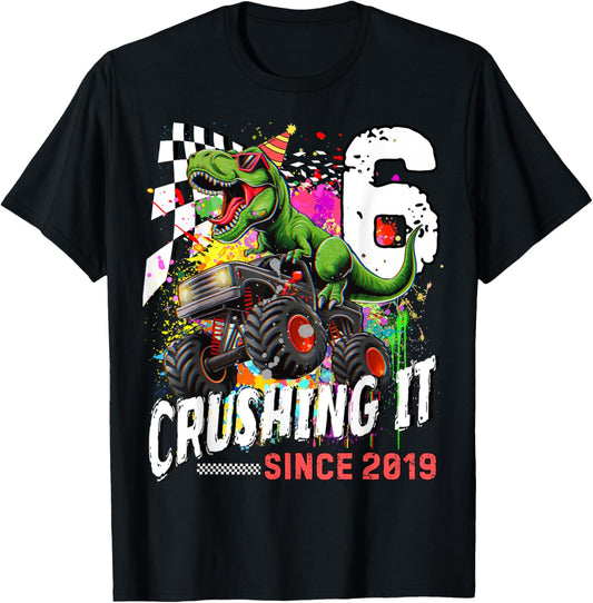 Birthday Monster Truck Dinosaur 6th years old Monster Truck T-Shirt