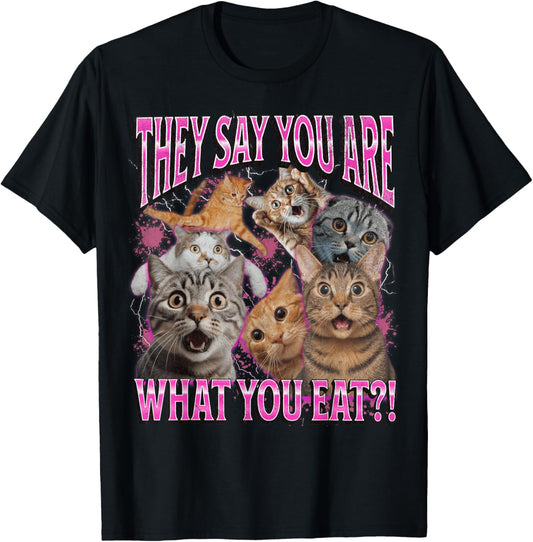 You Are What You Eat Funny Lesbian Cat Meme Bootleg Graphic T-Shirt
