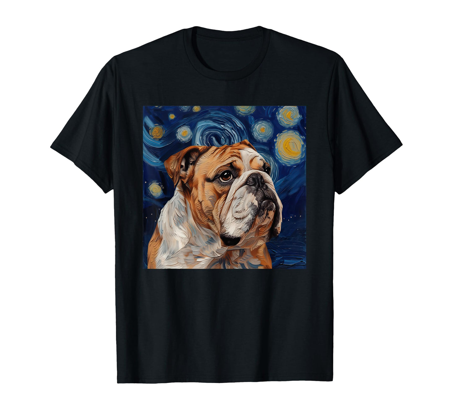 Bulldog Dog Van Gogh Style Starry Night Men Women Girls Kids T-Shirt