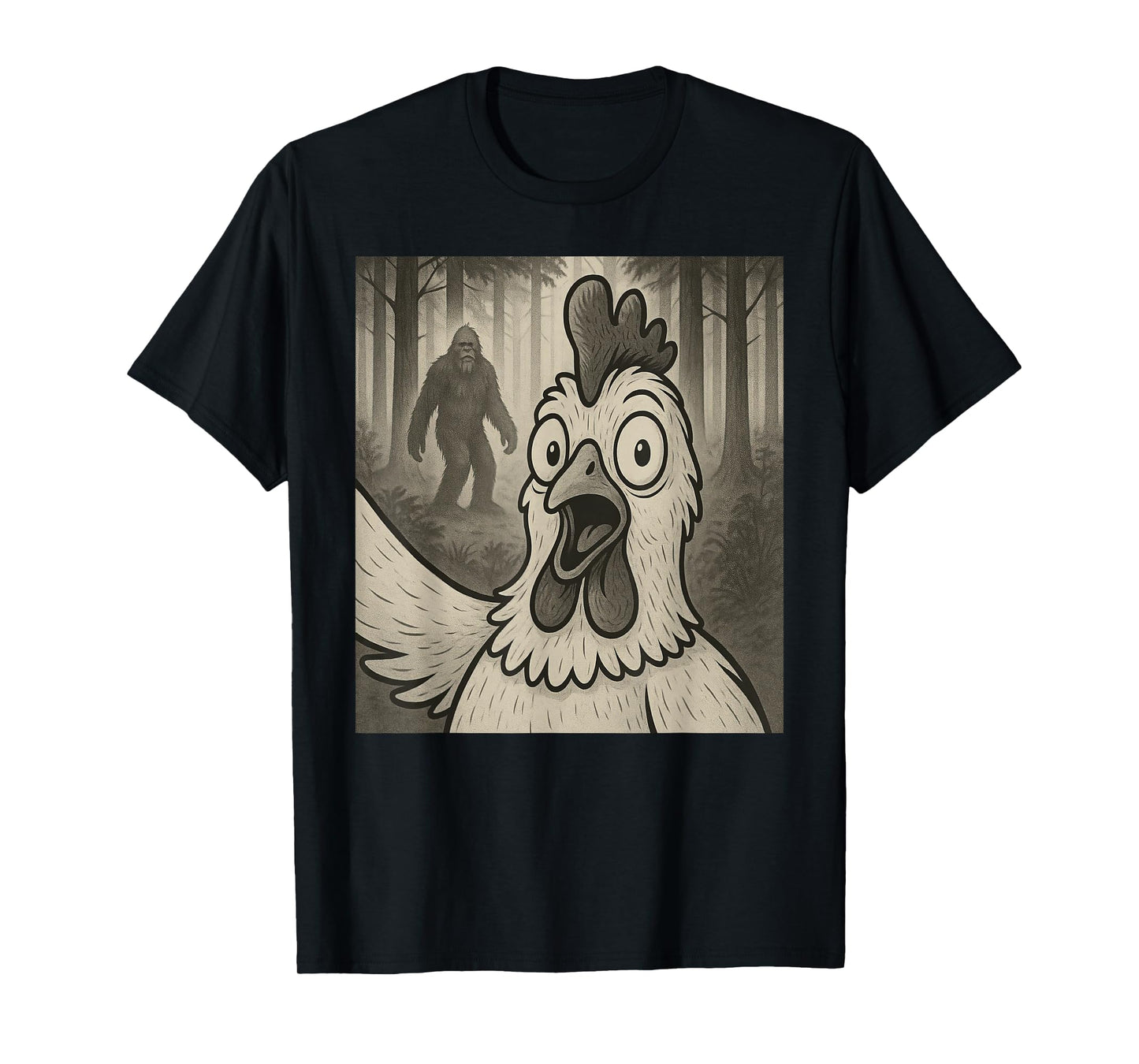 Chicken Selfie With Bigfoot Sasquatch Funny T-Shirt