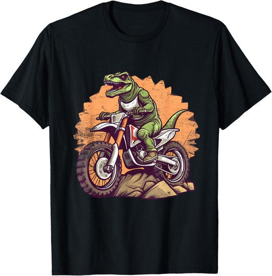 Dinosaur On Dirt Bike T-Rex motorcycle Riding T-Shirt
