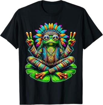 Frog Lover Peace Sign Hippie Frog T-Shirt