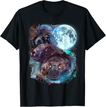 3 Moon Platypus Duckbill Mammal Graphic Animal Lover Novelty T-Shirt