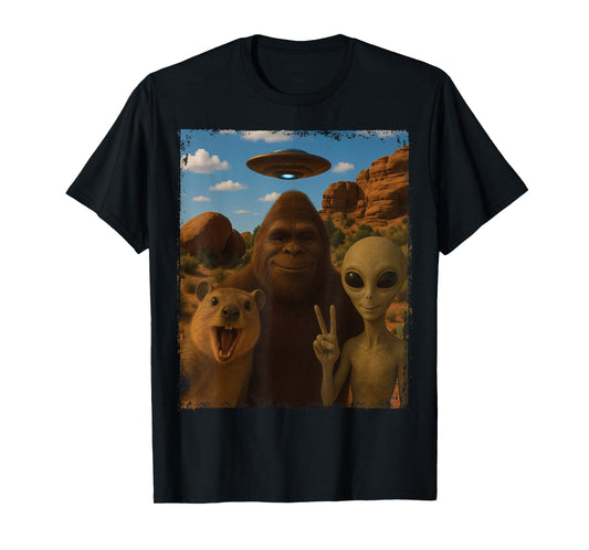 Funny Rock Hyrax Awawa Bigfoot Alien Selfie UFO Roswell T-Shirt