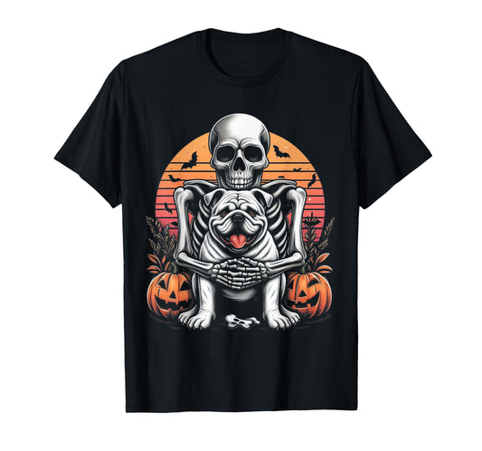 Halloween Dog English Bulldog Skeleton Spooky Costume T-Shirt