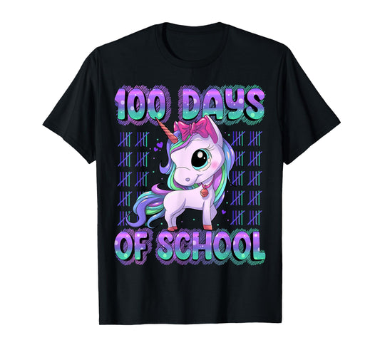 100 Magical Day of School Unicorn Shirts 100 Days Smarter Unisex Kids School Shirt Black Short Sleeve T-Shirt Small