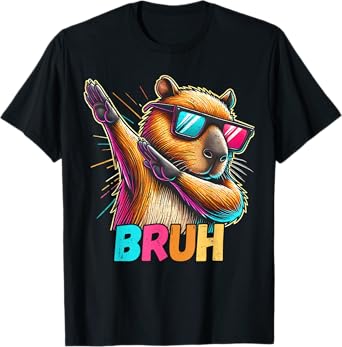 Funny Dabbing Capy Bruh Teens Youth Kids Meme Rodent Lovers T-Shirt