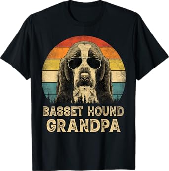 Vintage Basset Hound Grandpa Dog Lovers Father's Day T-Shirt