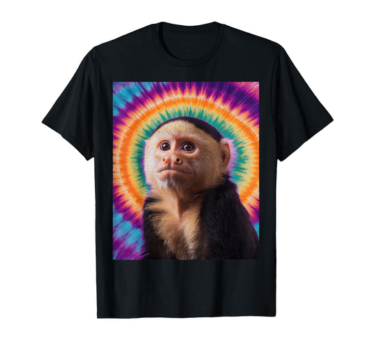 Tie-Dye Capuchin Monkey – Retro Hippie Funny Monkey T-Shirt