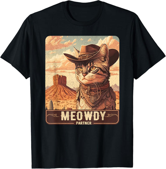 Meowdy! Funny Country Music Cat Cowboy Hat Poster Funny T-Shirt
