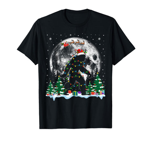 Santa Bigfoot Christmas Lights Funny Sasquatch Believe T-Shirt