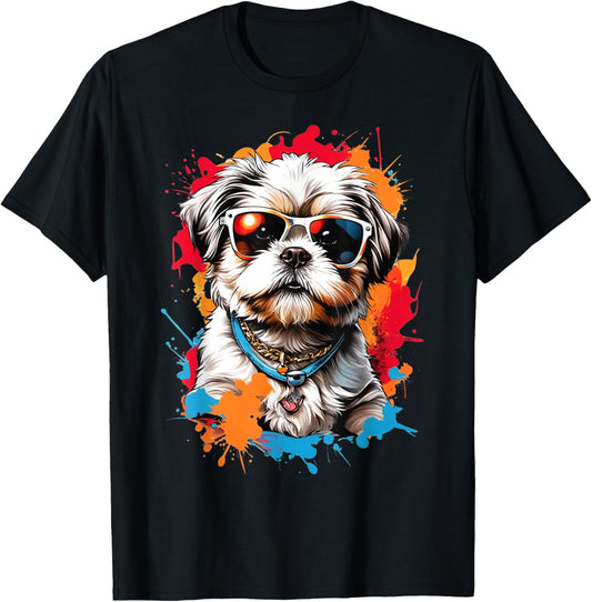 Cute Shih Tzu Puppy With Sunglasses T-Shirt