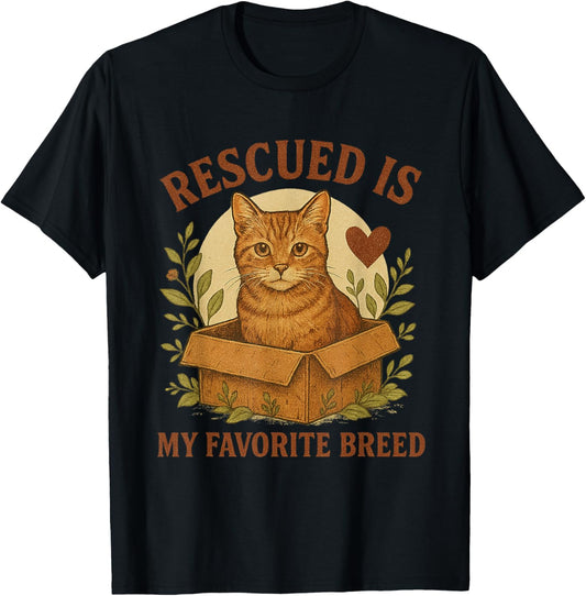 Cute Rescued Orange Cat - Celebrate Adopt a Cat Month T-Shirt