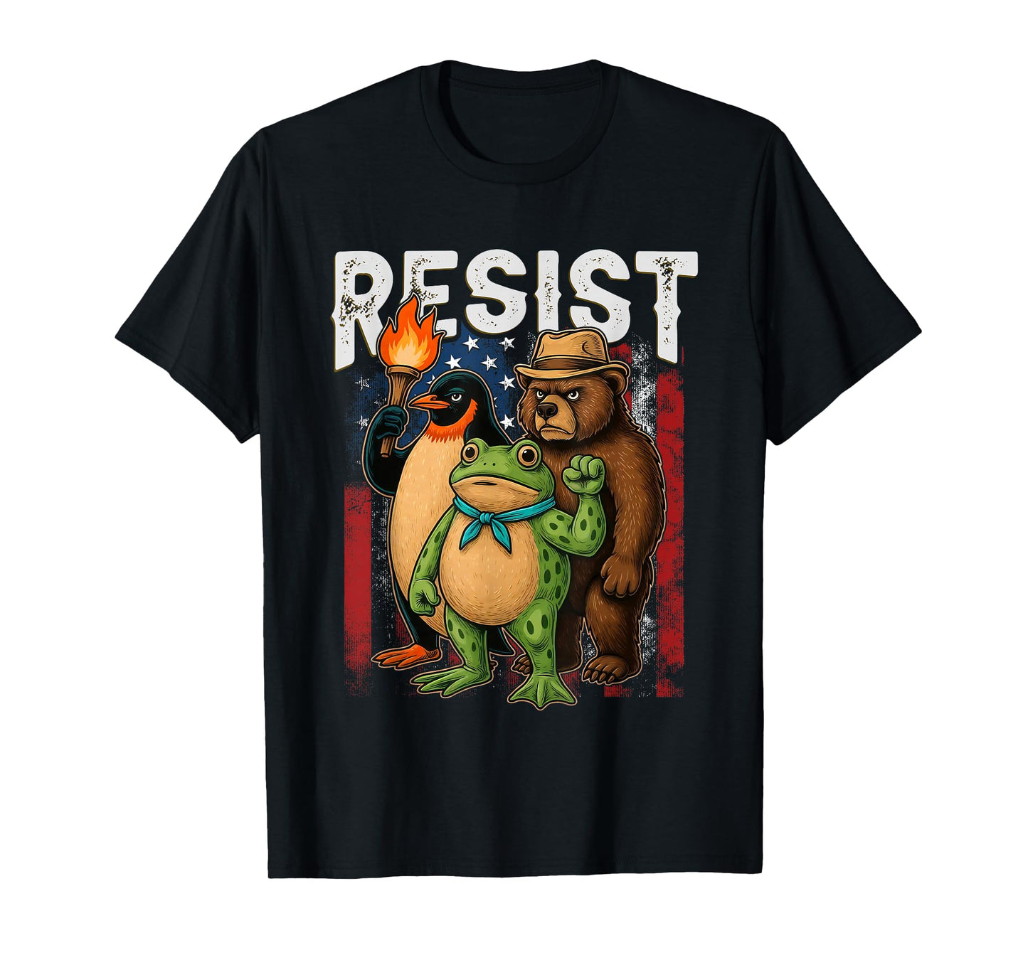 Penguin Frog Bear Resist Protest Against Tariffs T-Shirt