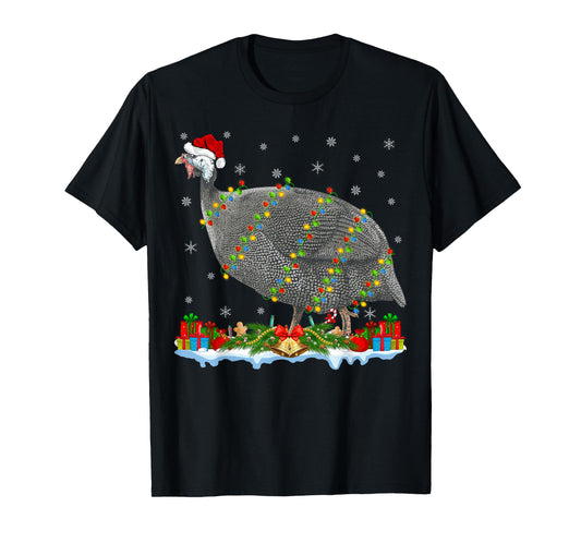 Guinea Fowl Lover Matching Santa Hat Guinea Fowl Christmas T-Shirt