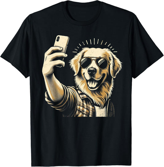 Retro Golden Retriever Selfie Cool T-Shirt