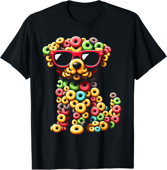 Fruity Feline Fun: Fruit Loops Cat T-Shirt