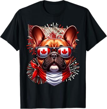 French Bulldog Canada Frenchie Flag Canadian Pet Dog Cute T-Shirt for Men Women Kids