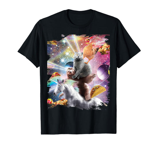 Laser Eyes Space Chicken Cat Sloth Unicorn T-Shirt