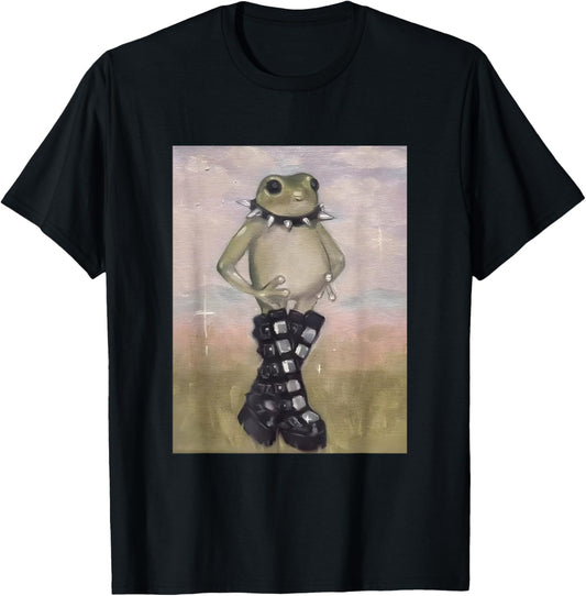 Cottagecore Aesthetic 2000s Retro Toad Goth T-Shirt, Small, Black